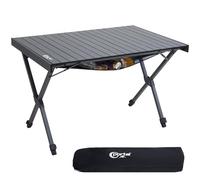 PORTAL Mesa de camping plegable, altura ajustable con bolsa de malla, mesa plegable de aluminio, 108 x 71 cm, plegable, fácil para picnic, fiesta, jardín, senderismo, viajes
