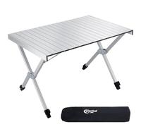 PORTAL Mesa de camping plegable, altura ajustable con bolsa de malla, mesa plegable de aluminio, 108 x 71 cm, plegable, fácil para picnic, fiesta, jardín, senderismo, viajes