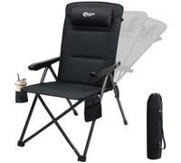 Portal Silla de camping para adultos, silla de jardín plegable, respaldo alto resistente con almohada de apoyo ajustable, carga de gran tamaño, 160 kg, cómoda silla acolchada de lujo plegable para