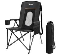 Portal - Silla de camping plegable de gran tamaño con respaldo alto y bolsillos de almacenamiento para reposabrazos, incluye bolsa de transporte, soporta 300 libras