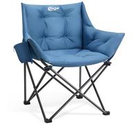 Portal Silla de camping plegable plegable para camping, muy suave, 150 kg, plegable, XXL, gruesa, acolchada, con reposabrazos, color azul