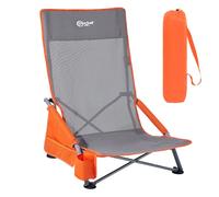 Portal Silla de playa plegable con respaldo alto, ligera, silla de camping, plegable, 150 kg, tejido transpirable bajo, silla plegable portátil con bolsa de transporte, soporte para bebidas, para