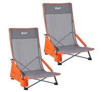 Portal Silla de playa plegable con respaldo alto, ligera, silla de camping, plegable, 150 kg, tejido transpirable bajo, silla plegable portátil con bolsa de transporte, soporte para bebidas, para