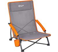Portal Silla de playa plegable, ligera, portátil, para adultos, asiento de playa plegable, camping, festival, picnic, silla plegable al aire libre con portavasos de malla, reposabrazos acolchados