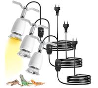 Portalámpara de cerámica, 3 piezas de portalámparas de calentamiento, portalámparas de cerámica E27, cable de 1,8M, UV para lagartos y tortugas, portalámparas de porcelana giratorios 360°, regulables