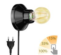 Portalámpara de porcelana E27 Elektra interruptor redondo negro + LED dorado