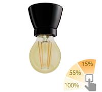 Portalámpara de porcelana E27 MINZ redondo negro incl. lámpara dorada máx. [EEK: E]