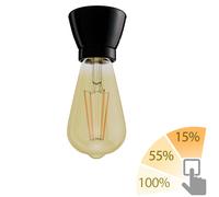 Portalámpara de porcelana E27 MINZ redondo negro incl. LED vintage dorado máx. [EEK: E]