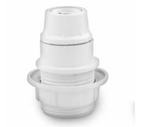 Portalámpara E-14 de 2A, rosca blanca, ideal para bombillas LED y bombillas de bajo consumo, útil en iluminación doméstica y decorativa.