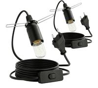 Portalámpara E14 Con Interruptor,Adaptador de Lámpara,Base para Bombilla,Enchufe+Interruptor ON/Off,Cable1.8Metros,para lámpara de Lám-para de Pie,Colgante,lámparas de Cabecera,Lámparas de Sal (Negro)