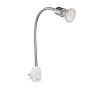ledscom.de Lámpara de casquillo LESCH Lámpara de lectura Cuello de cisne, interruptor, cromo in U10 Lámpara LED PAR2,339W 227lm 110° blanco cálido