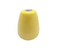 Portalámparas cerámico vintage amarillo con diseño retro, ideal para decoración de interiores y ambientación de espacios.