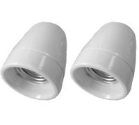 Portalámparas cerámico vintage blanco E27, ideal para decoración, iluminación ambiental y estilo retro en hogares y locales. (Paquete de 2)
