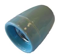 Portalámparas cerámico vintage E27 azul, adecuado para bombillas E27, ideal para decoración retro y ambientación única en hogares.