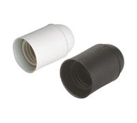 Portalámparas E-27 negro, en blister, ideal para iluminación interior y exterior, compatible con bombillas E-27.