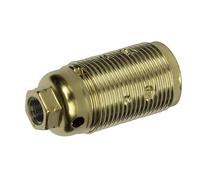 Portalámparas E14 de roscado en latón, ideal para decoración y uso en lámparas de sobremesa o colgantes.