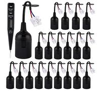 Portalámparas E27, 20 Piezas Casquillos para Bombillas E27 con Cable 25 V 4A con Comprobador de Voltaje VDE, Portalámparas de Construcción, Portalámparas de Repuesto