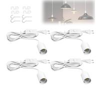 Portalámparas E27 con Interruptor, 4 Piezas E27 Portalámparas Colgante con 5 m Cable, Enchufe Europeo, DIY Lámpara Creativa, Kit de Vintage Lámpara Cuerda Colgante para Dormitorio, Balcón, Hogar