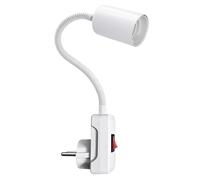 Portalámparas E27 con Interruptor, Casquillo con Enchufe 360° Adaptador de E27 Europeo, 9mm&20cm Con Cuello de Cisne Lampara Enchufe Pared para Dormitorios