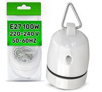 Portalámparas E27 de Cerámica con Soporte Metálico Max 100W Tensión 220-240V Frecuencia 50-60Hz - Garantía de 5 Años - ONIX TECH