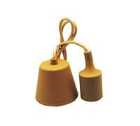 Portalámparas E27 de silicona dorada con cable de 1m y florón, ideal para iluminación decorativa y creación de ambientes elegantes.