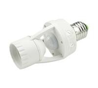 Portalámparas E27 Encendido Automático, Sensor Infrarrojo | Luz Ambiental Ajustable 3-2000 Lux, Detección 360°, Retardo 10 S, para Bombillas E27 y Uso Interior