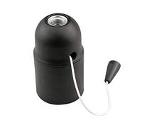 Portalámparas E27 negro con interruptor liso, ideal para lámparas de mesa y techos, fácil instalación y control de encendido.