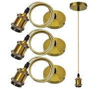 3 Pcs Portalamparas E27 para Lampara Techo, Lamparas de Techo con Cable Ajustable 100 mm, Lampara Techo Colgante con Cable, Portalamparas de Araña Vintage, Portalamparas Montaje en Techo