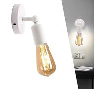 Portalámparas E27 Soporte de lámpara de Pared, Accesorio de Aplique de Pared Mini de Metal Retro, Soporte de lámpara de luz Vintage, Light Holder hierro para Oficina hogar Cocina Dormitorio (Blanco)