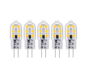 Portalámparas LED de dos patas G4, bombilla de campana extractora tipo JC, equivalente a una lámpara halógena de 20W, 12V AC/DC, blanco cálido 3000K, 5 piezas [A level energy +]