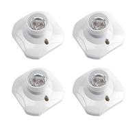 Portalámparas Techo E27 sin Cable, 230V, Casquillo E27 Pared Base para Bombillas LED Grande, Portalamparas Cuadrado Blanco para Luz de Techo, Luz de Garaje, 4pcs (sin bombilla ni tornillo)