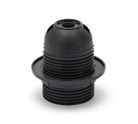 Portalámparas termoplástico E27. Parcialmente roscado, con tuerca anular. Color negro.