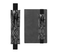 Portalápices ajustable de piel corrugada en blanco y negro, para cuadernos, diarios, calendarios, tableta, banda elástica, marcapáginas y soporte para lápices