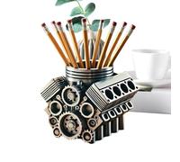 Portalápices con motor V8 - Almacenamiento de lápiz de bloque de motor, organizador de escritorio Soporte | Elementos de dirección Estante para el dormitorio de la sala de estar, decoración de
