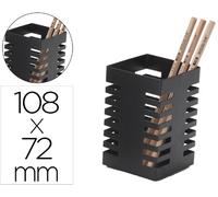Portalápices cuadrado de metal Q-Connect negro diámetro 72 mm altura 108 mm - Q-CONNECT