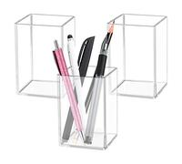 Portalápices de Acrílico Portalápices Escritorio: 3 Soportes de Acrílico para Bolígrafos, Soporte para Brochas de Maquillaje, Organizador de Papelería, Taza, Portalápices, Contenedor de Brochas