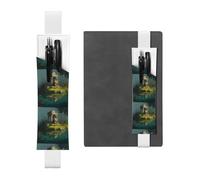 Portalápices de cuero blanco con diseño de WZYWHJ Little Tiger in the Pavilion impreso, diseño de banda elástica de cuero de PVC de alta calidad para cuadernos, diarios y planificadores