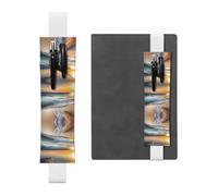 Portalápices de cuero blanco con estampado de WZYWHJ Sunset Over The Waves - Diseño de banda elástica de cuero de PVC de alta calidad para cuadernos, diarios y planificadores