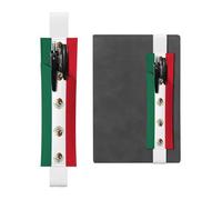 Portalápices de cuero blanco con impresión de la bandera de WZYWHJ de México, diseño de banda elástica de cuero de PVC de alta calidad para cuadernos, diarios y planificadores
