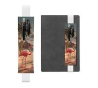 Portalápices de cuero blanco marcapáginas JKIEGOQ Flamingo Beach Picture Banda elástica ajustable 21.1-4.6 cm para cuadernos, diarios, diario de tapa dura