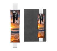 Portalápices de cuero blanco marcapáginas JKIEGOQ playa Maui Hawaii atardecer olas mar nubes imagen banda elástica ajustable 8.3-1.8 pulgadas para cuadernos, diarios, diario de tapa dura