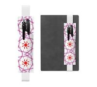 Portalápices de cuero blanco marcapáginas WHJSHOP Turning The octogonal flor impresión banda elástica ajustable 21.1-4.6 cm para cuadernos, diarios, diario de tapa dura