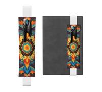 Portalápices de cuero blanco marcapáginas YYHWHJDE Caleidoscopio Mandala Imagen Banda elástica ajustable 21.1-4.6 cm Adecuado para la mayoría de cuadernos diarios