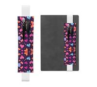 Portalápices de cuero blanco WHJSHOP Shooting Star con impresión de corazón, banda elástica ajustable de 8.3 a 1.8 pulgadas para cuadernos, diarios, diario de tapa dura