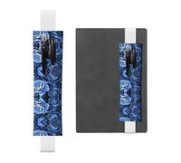 Portalápices de cuero blanco WZYWHJ con patrón de peonías azules, diseño de banda elástica de cuero de PVC de alta calidad para cuadernos, diarios y planificadores