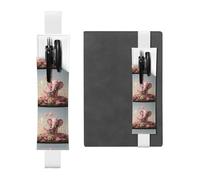 Portalápices de cuero blanco WZYWHJ Little Pink Elephant Watering the Flowers Printed - Diseño de banda elástica de cuero de PVC de alta calidad para cuadernos, diarios y planificadores