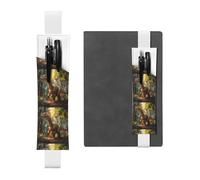 Portalápices de cuero blanco WZYWHJ Tyrannosaurus Rex in the Forest Printed - Diseño de banda elástica de piel de PVC de alta calidad para cuadernos, diarios y planificadores