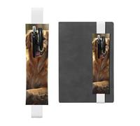 Portalápices de cuero blanco YYHWHJDE Golden Retriever con banda elástica ajustable de 8.3 a 1.8 pulgadas, adecuado para la mayoría de cuadernos
