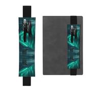 Portalápices de cuero con diseño de oso polar en la aurora boreal para diarios de tapa dura, diarios, planificadores, bolsa de correa ajustable