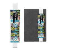 Portalápices de cuero con texto en inglés "RRKDOY Green Mountains and Clear Waters" impreso para diarios de tapa dura, diarios, planificadores, bolsa de correa ajustable